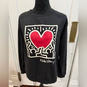 Keith Haring Original Love Sweatshirt Graphic Black Sweatshirt Art Logo Sz M